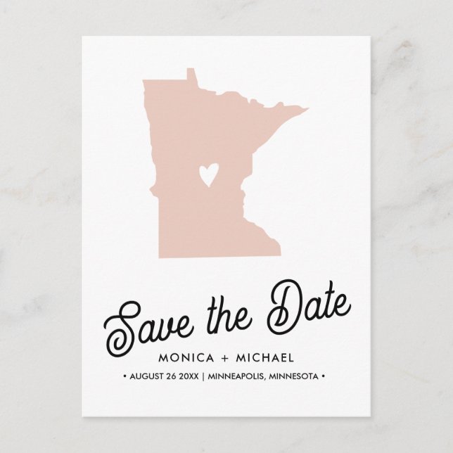 Carte Postale Faire-part MINNESOTA State Destination Mariage N'IMPORTE QUEL (Devant)