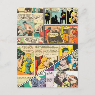 Carte Postale Faire-part Mise en page de bande dessinée vintage Journaliste