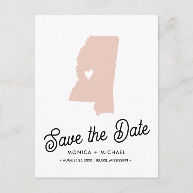 Carte Postale Faire-part MISSISSIPPI État Destination Mariage N'IMPORTE QUE (Devant)