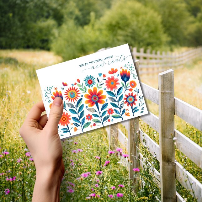 Carte Postale Faire-part mobile Fleur sauvage d'art populaire (Créateur téléchargé)