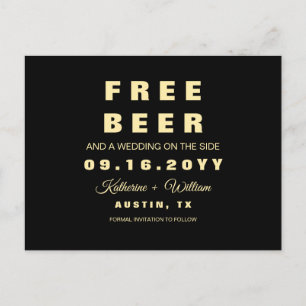 Carte Postale Faire-part Modern Funny Free Bière Mariage Enregistrer la dat