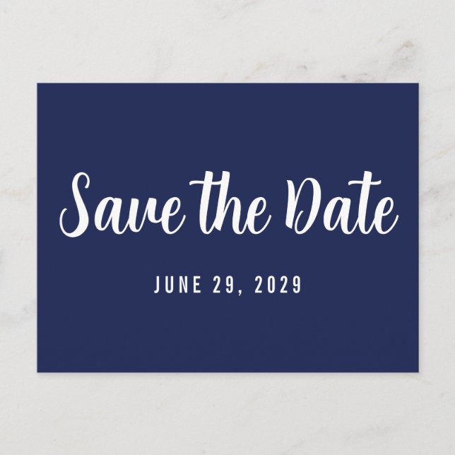 Carte Postale Faire-part Modern Navy Blue Save The Date Postcard (Devant)