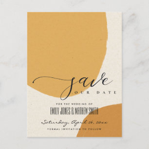 CARTE POSTALE FAIRE-PART MODERNE ABSTRAIT DOUX ORANGE KRAFT ÉCONOMISEZ LA D