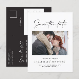 Carte Postale Faire-part Moderne calligraphie de mariage noir typographie 
