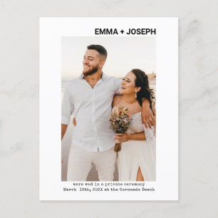 Carte Postale Faire-part Moderne chic minimaliste Juste marié Photo Mariage