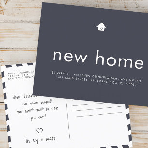 Carte Postale Faire-part Moderne couleur vive Minimaliste Nouvelle maison