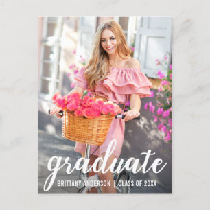 Carte Postale Faire-part moderne de graduation (en arrière)