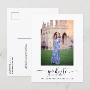 Carte Postale Faire-part moderne élégante de graduation de scrip