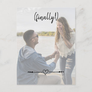 Carte Postale Faire-part Moderne Enfin Cœur Mignon Engagement Sauvegarder L