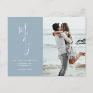 Carte Postale Faire-part Moderne Enregistrer La Date Poudre Bleu