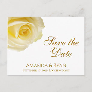 Carte Postale Faire-part Moderne Fleur de Mariage Fleurs Jaune Rose Épargne