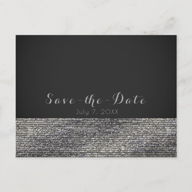 Carte Postale Faire-part Moderne Glamour Argent Paillettes Chic Faire Part  (Devant)