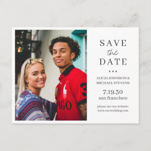 Carte Postale Faire-part Moderne minimaliste simple mariage photo date de s
