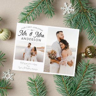 Carte Postale Faire-part Moderne Notre premier Noël Monsieur et Madame Deux