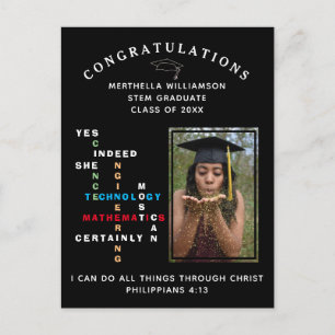 Carte Postale Faire-part Moderne OUI ELLE PEUT Félicitations diplômée des S