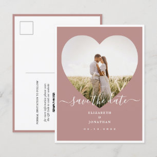 Carte Postale Faire-part Moderne Rustique Rose Photo Mariage Save The Date