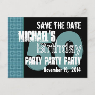 Carte Postale Faire-part Moderne Sauvez la date 50e anniversaire Turquoise