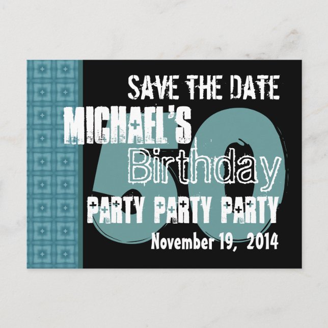 Carte Postale Faire-part Moderne Sauvez la date 50e anniversaire Turquoise  (Devant)
