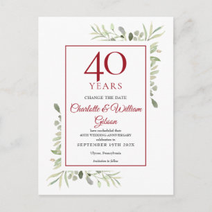 Carte Postale Faire-part Modifier la date 40e anniversaire Mariage de la ve