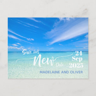 Carte Postale Faire-part Modifier La Date Mariage Beach Blue Summer