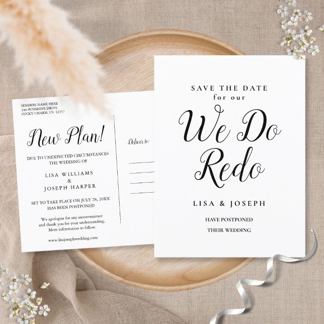 Carte Postale Faire-part Modifier la date reportée Nous refaisons (Créateur téléchargé)