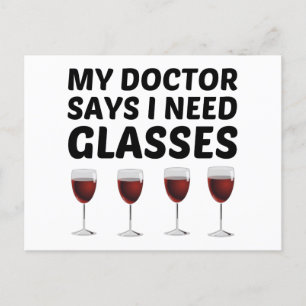 CARTE POSTALE FAIRE-PART MON MÉDECIN DIT QUE J'AI BESOIN DE VERRES