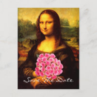 Mona Lisa avec bouquet de roses roses