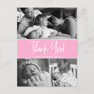 Carte Postale Faire-part Monochrome Memories : Merci de bébé personnalisé P