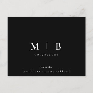 Carte Postale Faire-part Monogramme B/W simple et élégant Enregistrer la da
