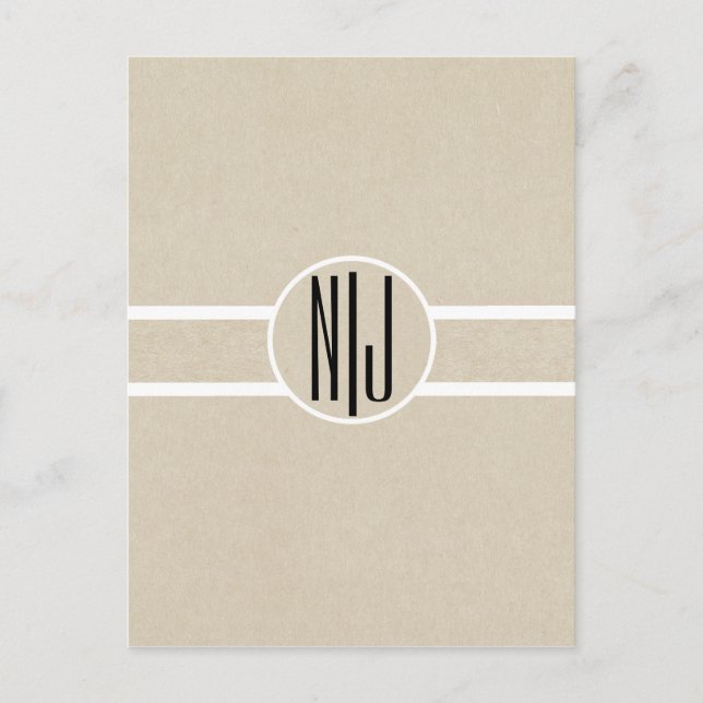 Carte Postale Faire-part Monogramme rustique Kraft minimal moderne Enregist (Devant)