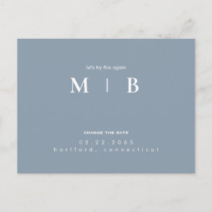 Carte Postale Faire-part Monogramme simple et élégant Dusty Blue Modifier l