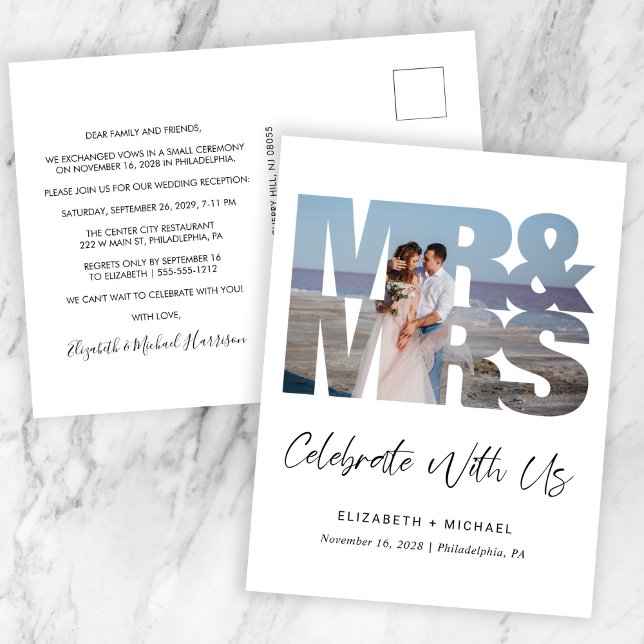 Carte Postale Faire-part Monsieur Madame Réception de mariage Photo (Créateur téléchargé)