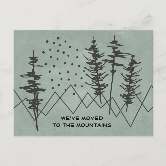 Carte Postale Faire-part Montagnes et Forêt Abstraites Rustiques Nouvelle A (Devant)