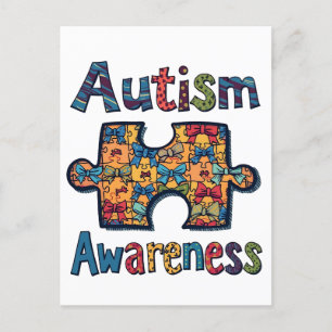 Carte Postale Faire-part Morceau de puzzle de maman autiste Coquette Ruban 