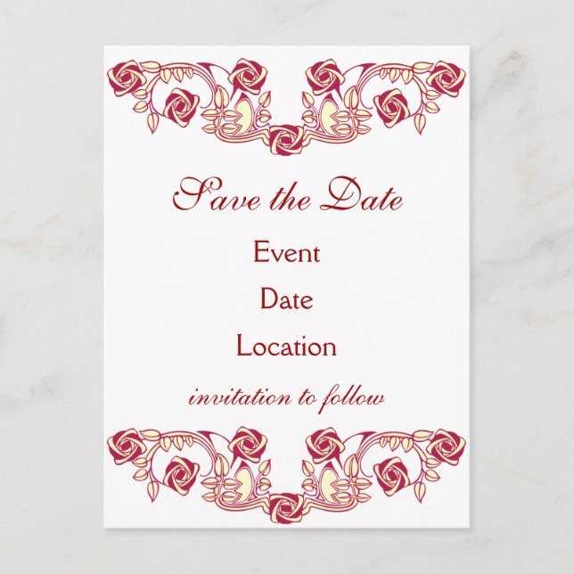 Carte Postale Faire-part Motif de rose (Devant)
