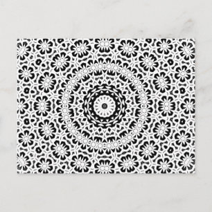Carte Postale Faire-part Motif noir et blanc II de kaléidoscope