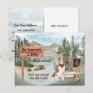Carte Postale Faire-part Moving Brittany Spaniel Woodland Nouvelle adresse 