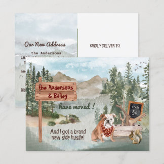 Carte Postale Faire-part Moving English Bulldog Woods Nouvelle adresse     