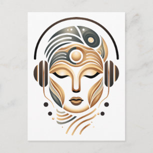 Carte Postale Faire-part Musique zen minimaliste Déesse géométrique abstrai