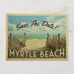 Carte Postale Faire-part Myrtle Beach Enregistrer La Date Vintage Beach Nau