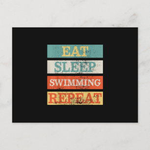 Carte Postale Faire-part Nageur Manger Sommeil Natation Répéter Drôle