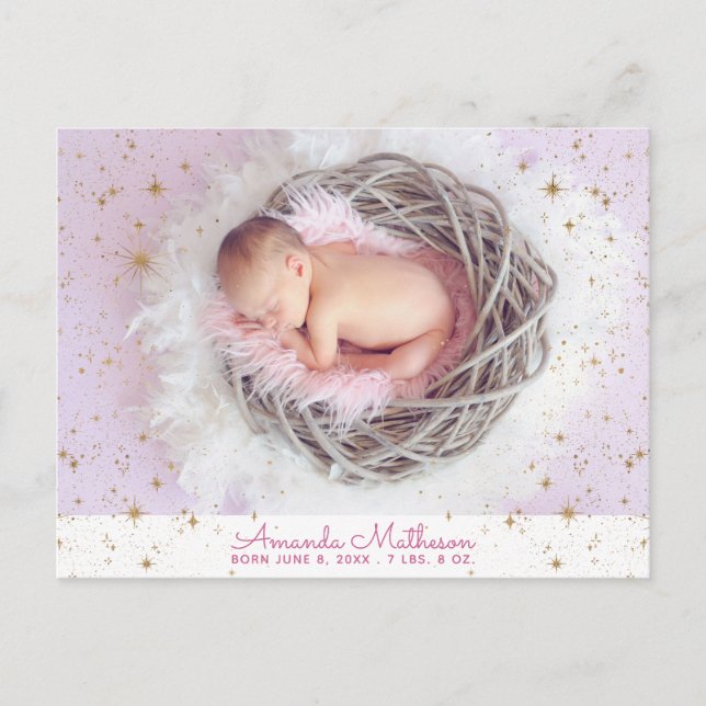 Carte Postale Faire-part Naissance de bébé photo personnalisée (Devant)