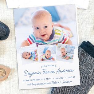 Carte Postale Faire-part Naissance élégante de nouveau bébé Personnalisé 4 