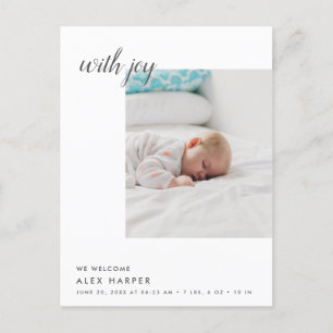 Carte Postale Faire-part Naissance minimale moderne de collage de photo