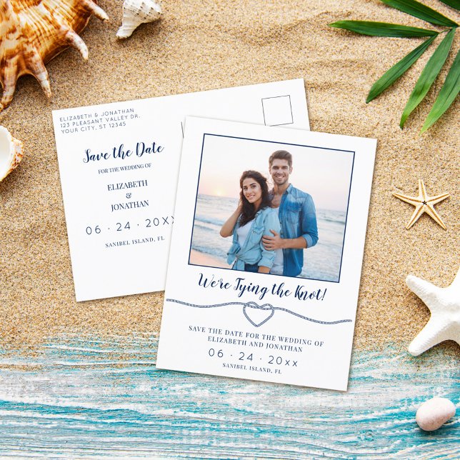 Carte Postale Faire-part Nautical Knot Heart Photo Wedding Enregistrer la d (Créateur téléchargé)