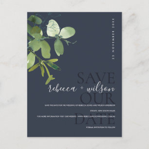 CARTE POSTALE FAIRE-PART NAVIRE VERT EUCALYPTUS AQUARELLE ENREGISTREMENT DE