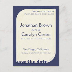Carte Postale Faire-part Navy Blue Shapeform Enregistrer la date