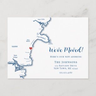 Carte Postale Faire-part New Home York Maine Map Moving