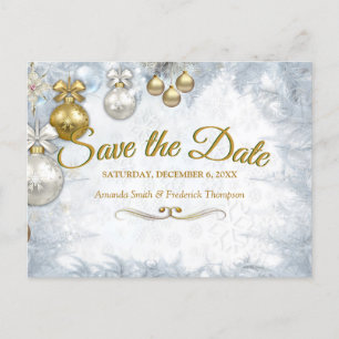 Carte Postale Faire-part Noël blanc Sauvez la date