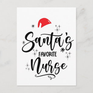 Carte Postale Faire-part Noël de l'infirmière préférée de Santa